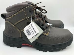 Skechers Men's 77143MC Brown Leather Steel Toe Safety Boots Lace Up Size US 13